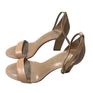 Antonio Melani Stacen Block‎ Heel Sandal Ankle Strap Nude Beige Size 9M